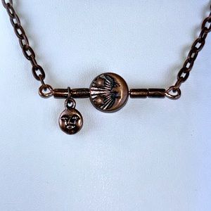 Handmade Solid Copper Sun Moon Bar Necklace Celtic Tribal Wicca Goth Boho Work